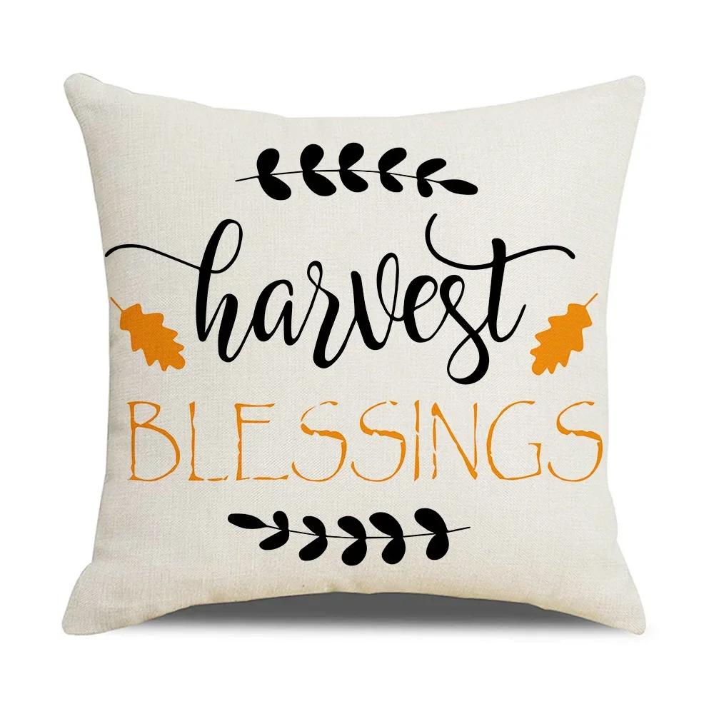 45X45cm Happy Thanksgiving Cushion Cover Fall Home Pumpkin Decorative Throw Pillows Sofa Cushions Maple Leaf Pillowcase 2023 New