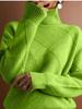 New In Autumn Winter Women Turtleneck Sweaters Full Sleeve Pullovers Spliced Thick Sweater Lozenge Elegant Lady Solid Outwear