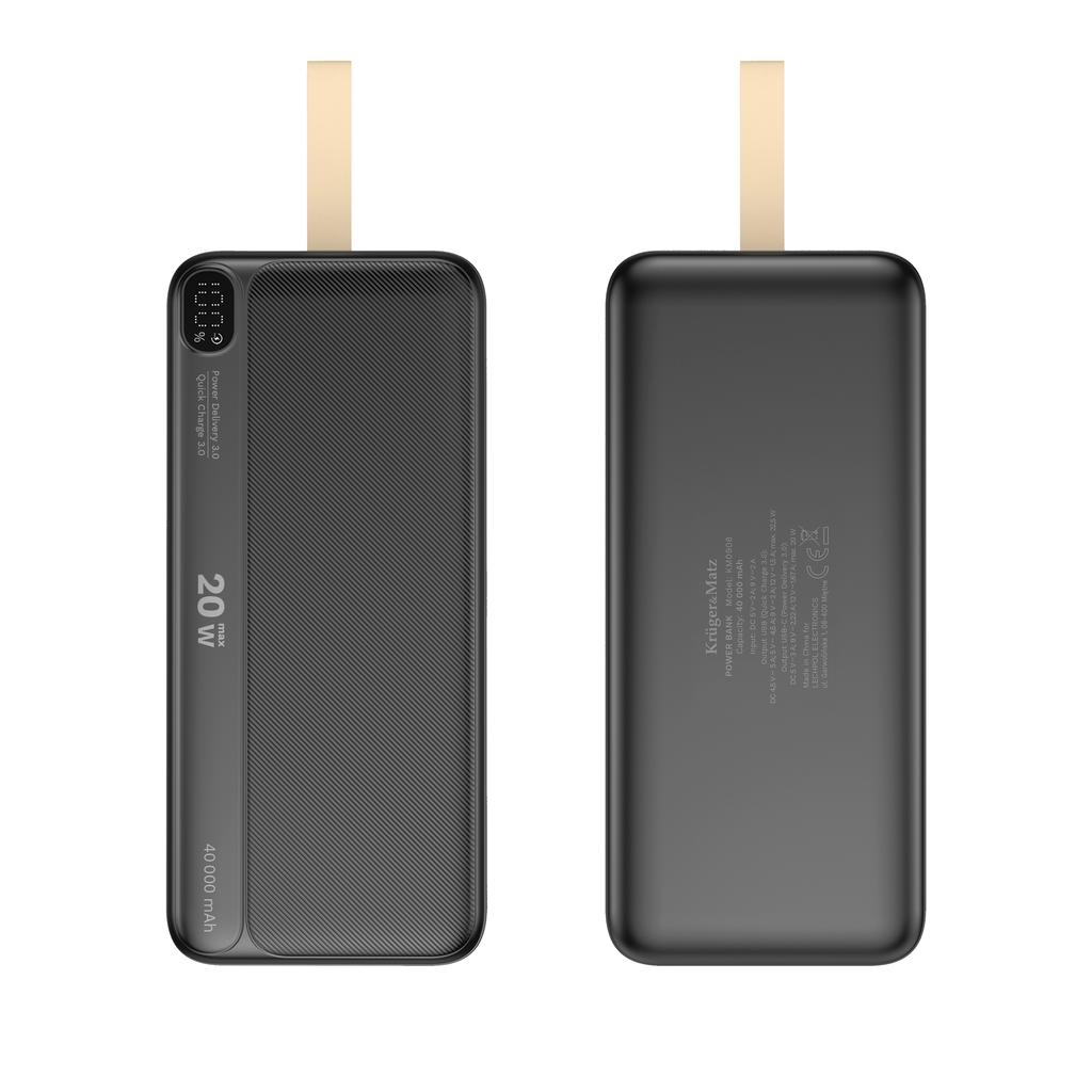Powerbank 40000mAh 20W QC PD USB-C KrugerMatz