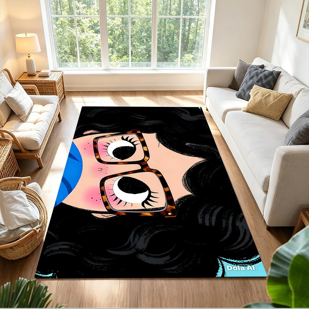 Whimsical Eyes With Glasses Non-Slip Home Carpet Design for Office Decor Living Room Gift