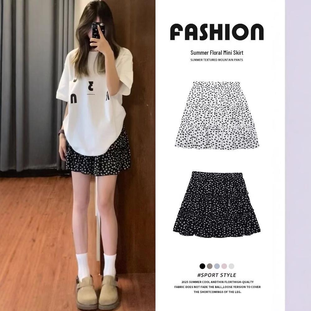 

Women s 2025 Summer High-Waist Floral A-Line Culottes with Sweet Style Design XL (for 116-125 jin)