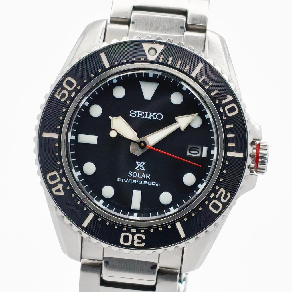 Excellent condition SEIKO PROSPEX Diver Scuba Solar SBDJ051 Black black stainless 200m water V157-0DP0 dial, steel, resistant.