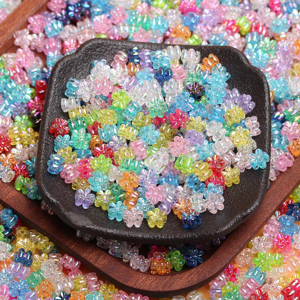 

500 г/пакет 7 мм около 4500 шт. акриловые бусины с цветком сливы DIY браслет ожерелье AB покрытие бусины-разделители для изготовления ювелирных изделий аксессуары ручной работы