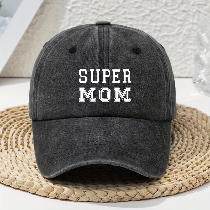Super Mom letter printed vintage washed baseball cap with soft top and outdoor curved brim casual headpiece