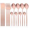 16Pcs Black Gold Dinnerware Cutlery Set Western Matte Stainless Steel Tableware Dinner Knife Fork Tea Spoon Flatware Kitchen Silverware
