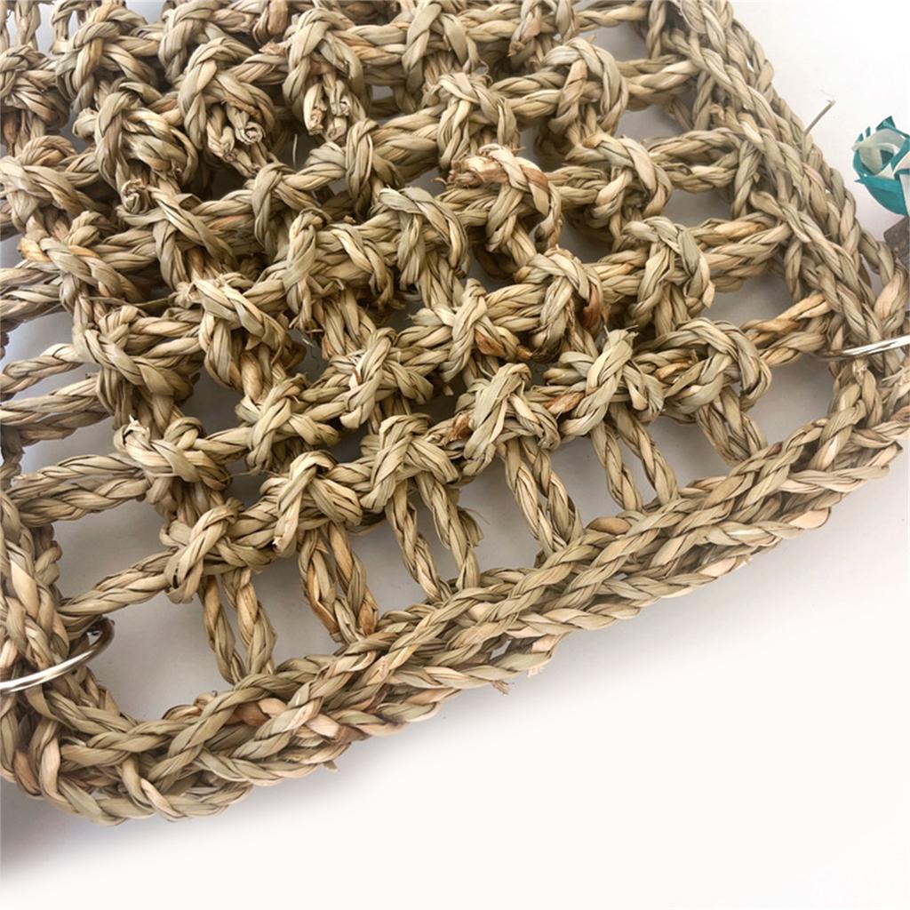 Natural Woven Parrot Hammock Chewing Toy With Wood Bead For Small Bird Cockatiel Budgie Swing Perch Cage Hanging Toy