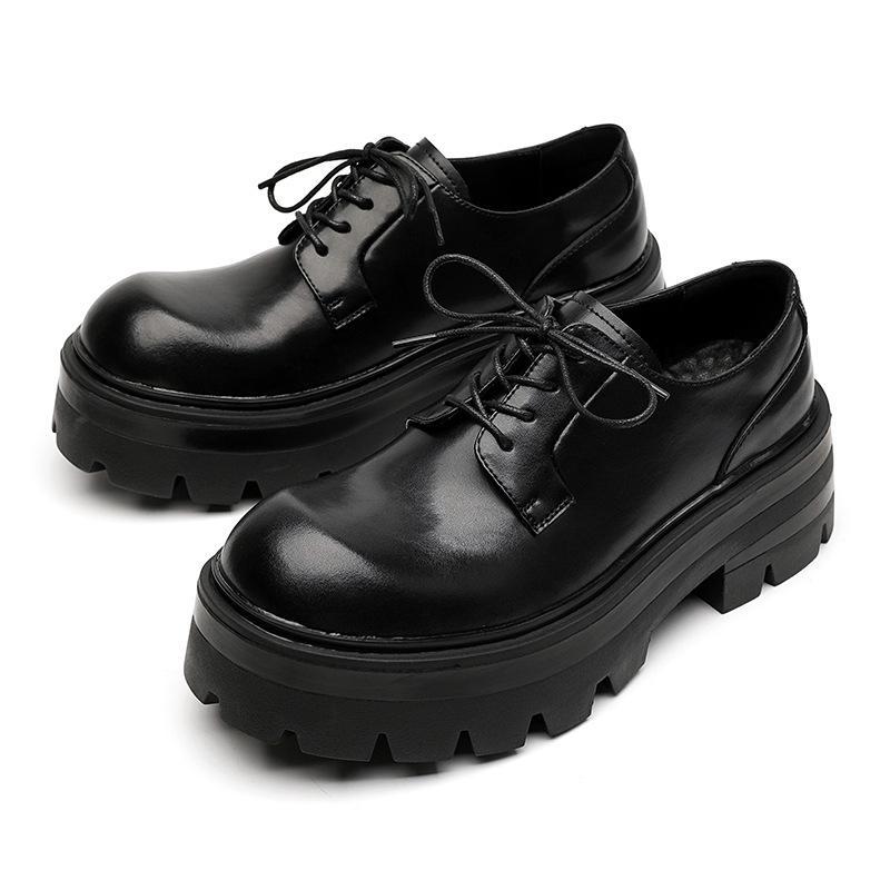 

Черные деловые кожаные туфли, нишевая обувь высокого класса, мужские туфли для поездок на работу, на платформе, в британском стиле, мужские кожаные туфли 8133-E 38 чёрный