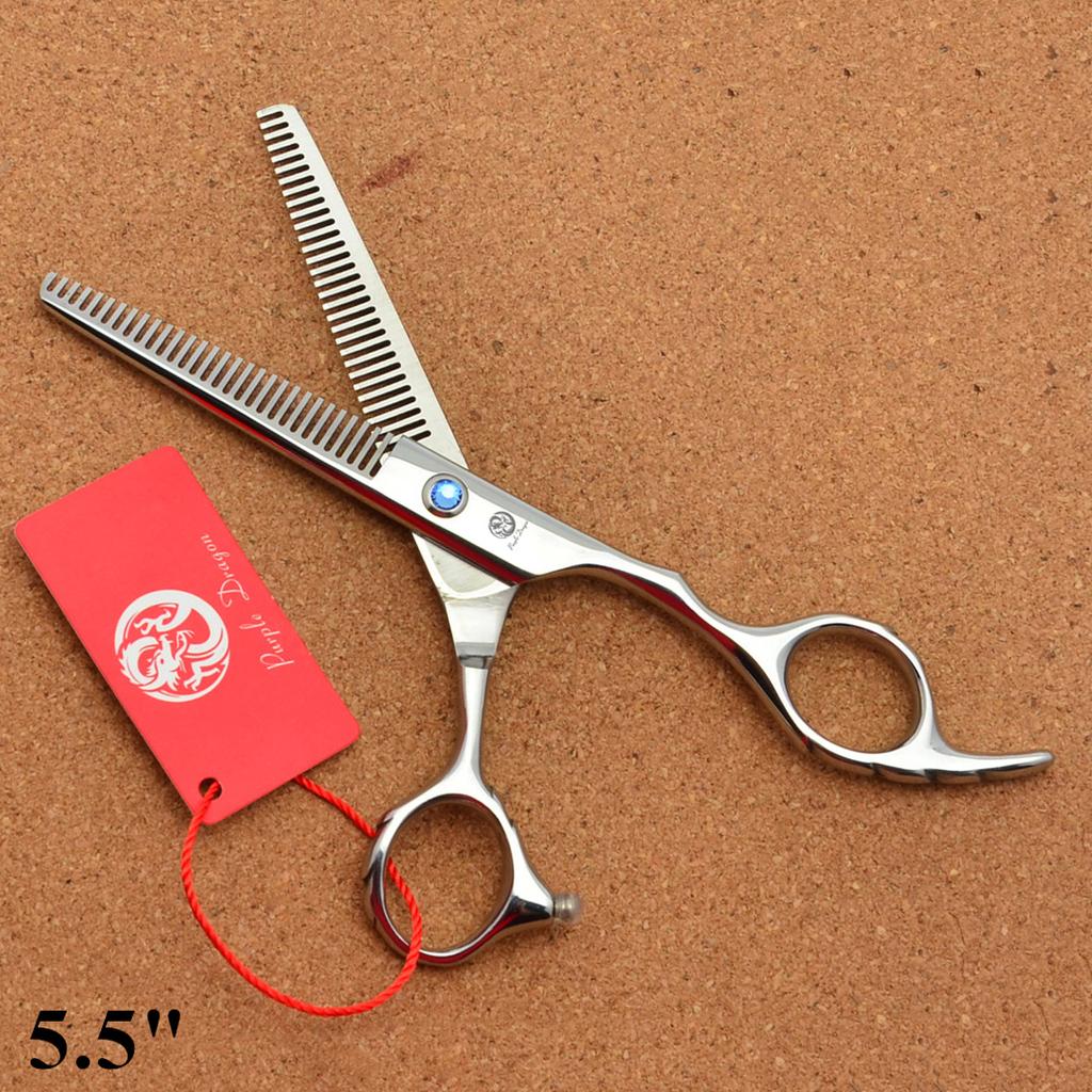 Professional Hairdressing Scissors 5.5" 6'' Purple Dragon Japan 440C Thinning Shears Douuble Side Teeth 15% Thinning Rate