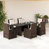 VidaXL 7-piece Brown Rattan Garden Dining Set and Cushions 3262781