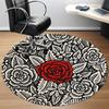 1pc Floral Rose Office Round Area Rug, Indoor Mat Suitable For Office, Under Office Chairs Bedroom Living Room Home Decor, Room Deco