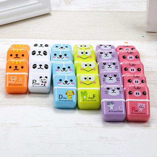 6Pcs Eraser Easy To Wipe Comfortable Grip Sophisticated Exquisite Cartoon Printing Good Elasticity Plastic Cute Roller Animal Eraser for School