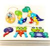 1pc Cartoon Dinosaurs Animals Grow Change 3D Puzzles Wooden Jigsaw Intellectual Games Kids Montessori Educational Toys Children
