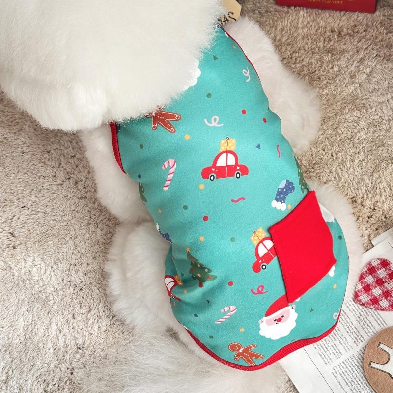 Abbigliamento natalizio in cotone per animali domestici cani e gatti per tutte le stagioni, gilet natalizio per Teddy Bichon Frise