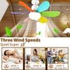 Socket Fan Light with Remote, Screw in Ceiling Fan LED Light Bulb 3 Colors Dimmable 3000K-6000K Quiet Fan for Indoor, Bedroom, Kitchen, Balcony, Home