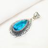 Blauer Topas Anhänger, 925 Sterling Silber Edelstein Schmuck, handgefertigter Anhänger, für Thanksgiving