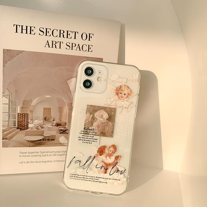 Retro Angel Rose phone case suitable for iPhone 13, iPhone 14, iPhone 15, iPhone 16 Pro Max