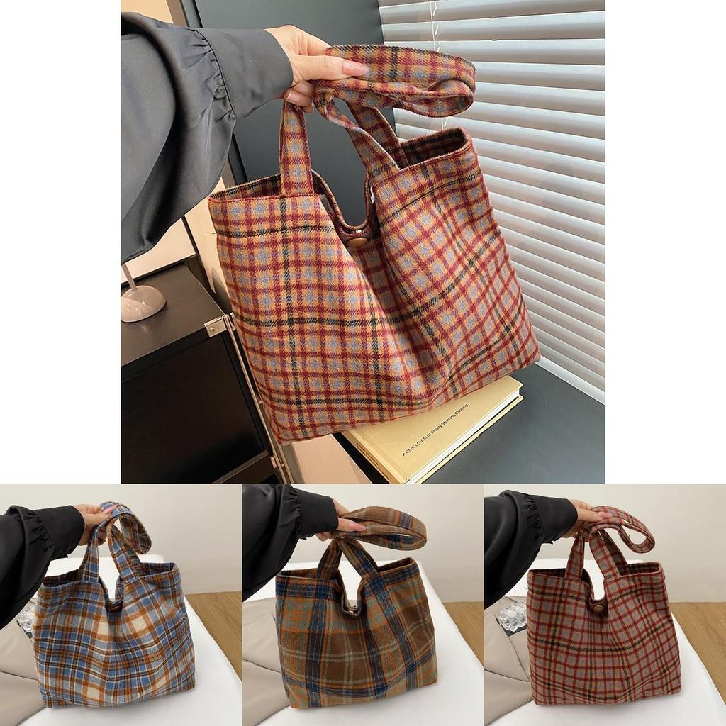 Trendy Korean Style Blue Brown Red Shoulder Tote Bag For Women With Unique Design