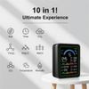 10 In 1 Air Quality Monitor Gas Detector Portable Smartair Quality Tester for CO2 CO TVOC HCHO Temp AQI PM2.5 10 Detect