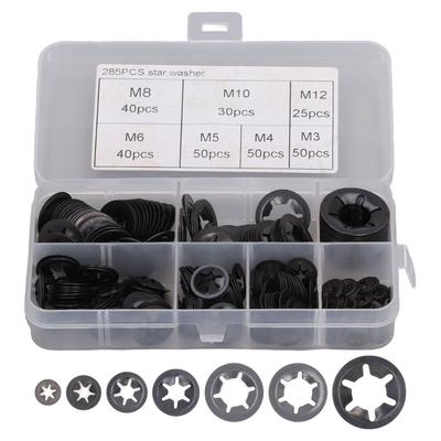 285Pcs Washer Internal Tooth Lock Fastener M3 M4 M5 M6 M8 M10 M12 Set Kit