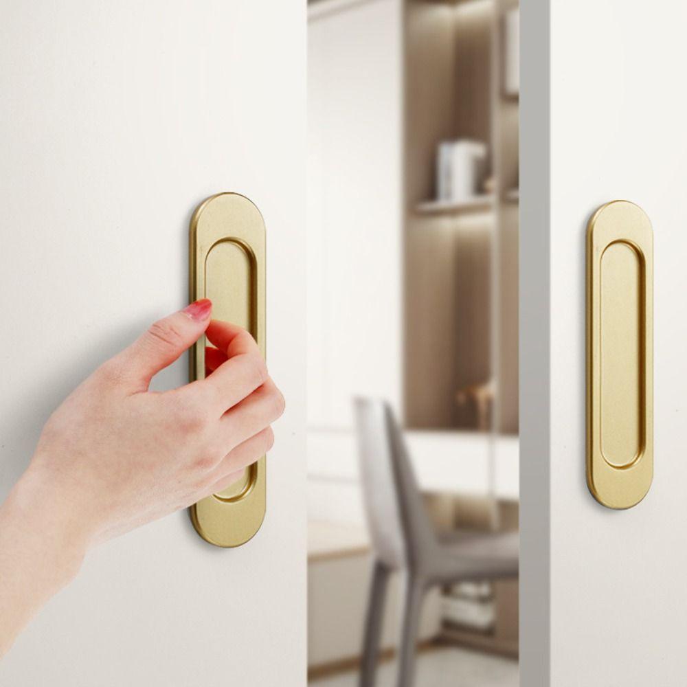 Self-adhesive Sliding Door Handle Black Grey Gold Drawer Cabinet Handle  Furniture Hardware