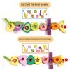 Wooden Worm Eats Fruit Threading Lacing Toy Color Shape Cognitive Sensory Toy Gift Toddler Fine Motor Training Montessori Toy