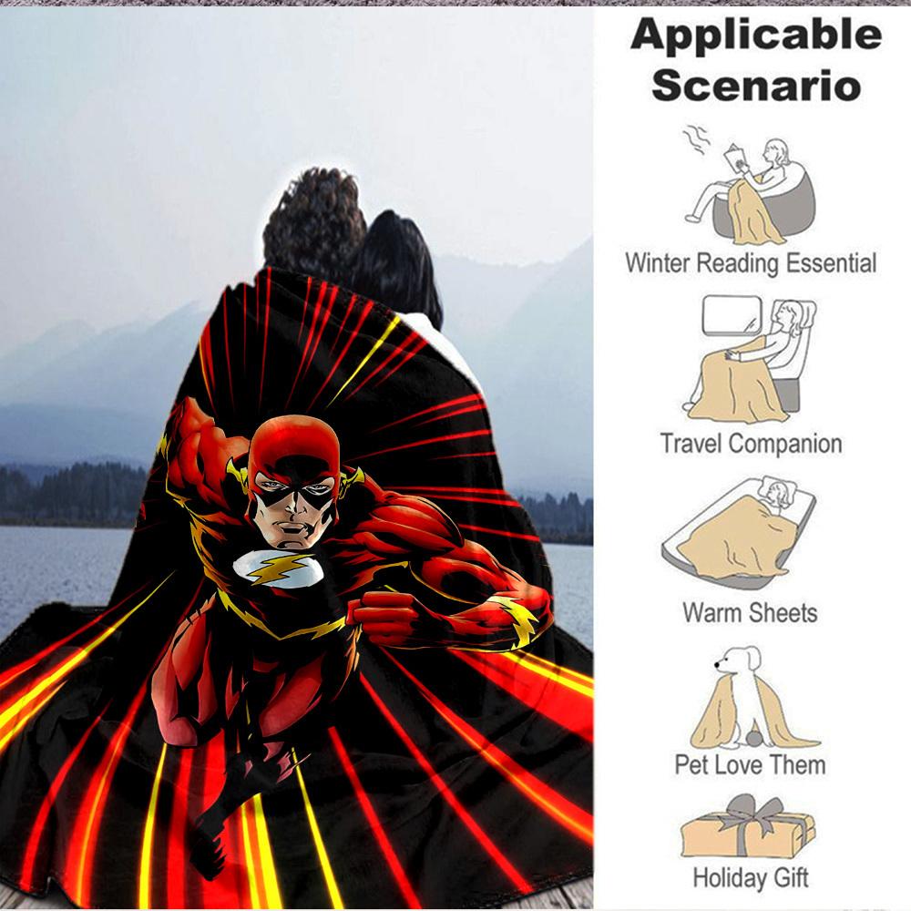 1 ud. Manta de superhéroe Flash Fibra de Poliéster, Confort para Todas las Estaciones para Sofá, Cama, Oficina, Coche, Camping, Decoración del Hogar y Regalo Ideal, Confort de Oficina