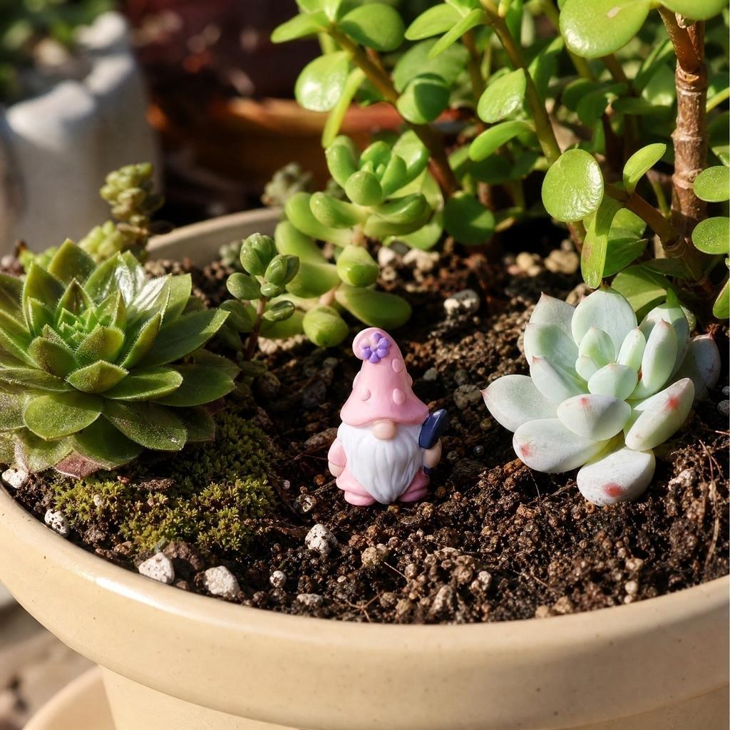 Creative Simulated Dwarf Figurine for Miniature Garden Terrarium Decor, Gnome Statue