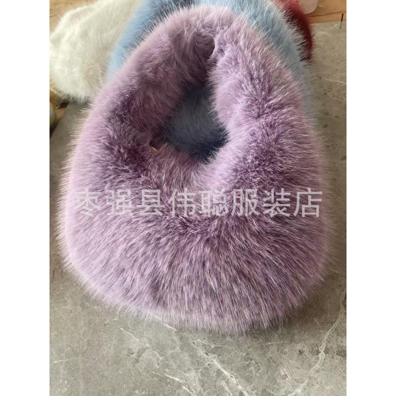 New imitation fox hair Korean version of cute fashion dumpling bag Internet celebrity trend