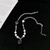 Black gemstone pearl necklace trendy collarbone chain couple titanium steel sweater chain design hip hop chain