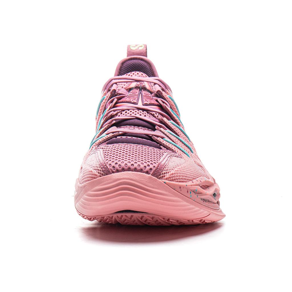 New LiNing Buckets Shock Absorbers Slip Resistant Breathable Low Top Basketball Shoes Men's Pink ABAV051-2