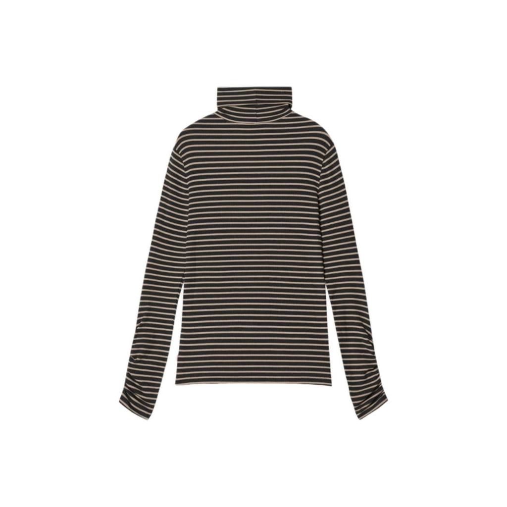 Levis Comfortable Knitted Casual Striped Turtleneck Long Sleeve T-Shirt Women tops 001XT-0001