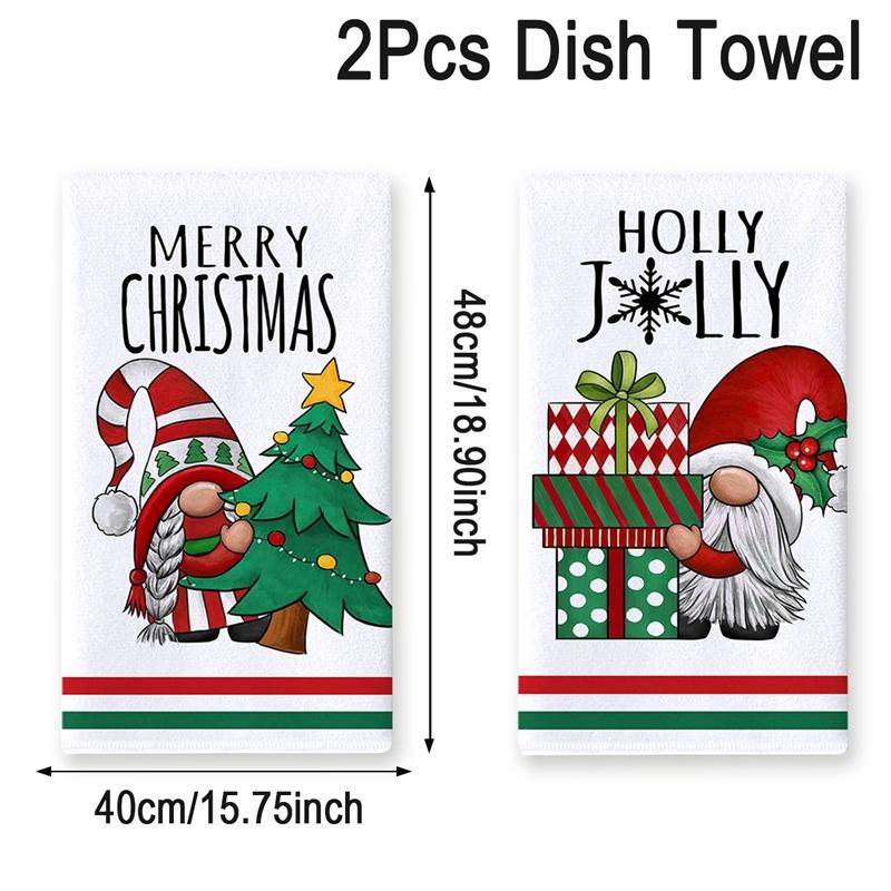 1Pc/2Pcs Christmas Kitchen Towels Merry Christmas Gfits Xmas Santa Claus Dish Towel Navidad Natal New Year 2026 Home Decoration