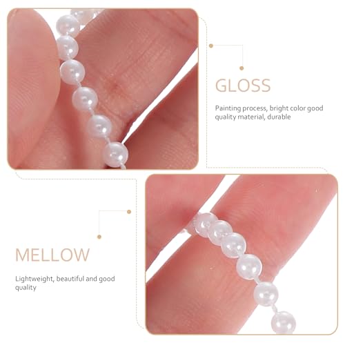 EXCEART Artificial Pearl Chain, Beaded Chain, Pearl Braid Chain, Obi-jime, 4mm Pearls, White Pearls, Craft Decoration, Pearl Garland, 10m, DIY, Handma