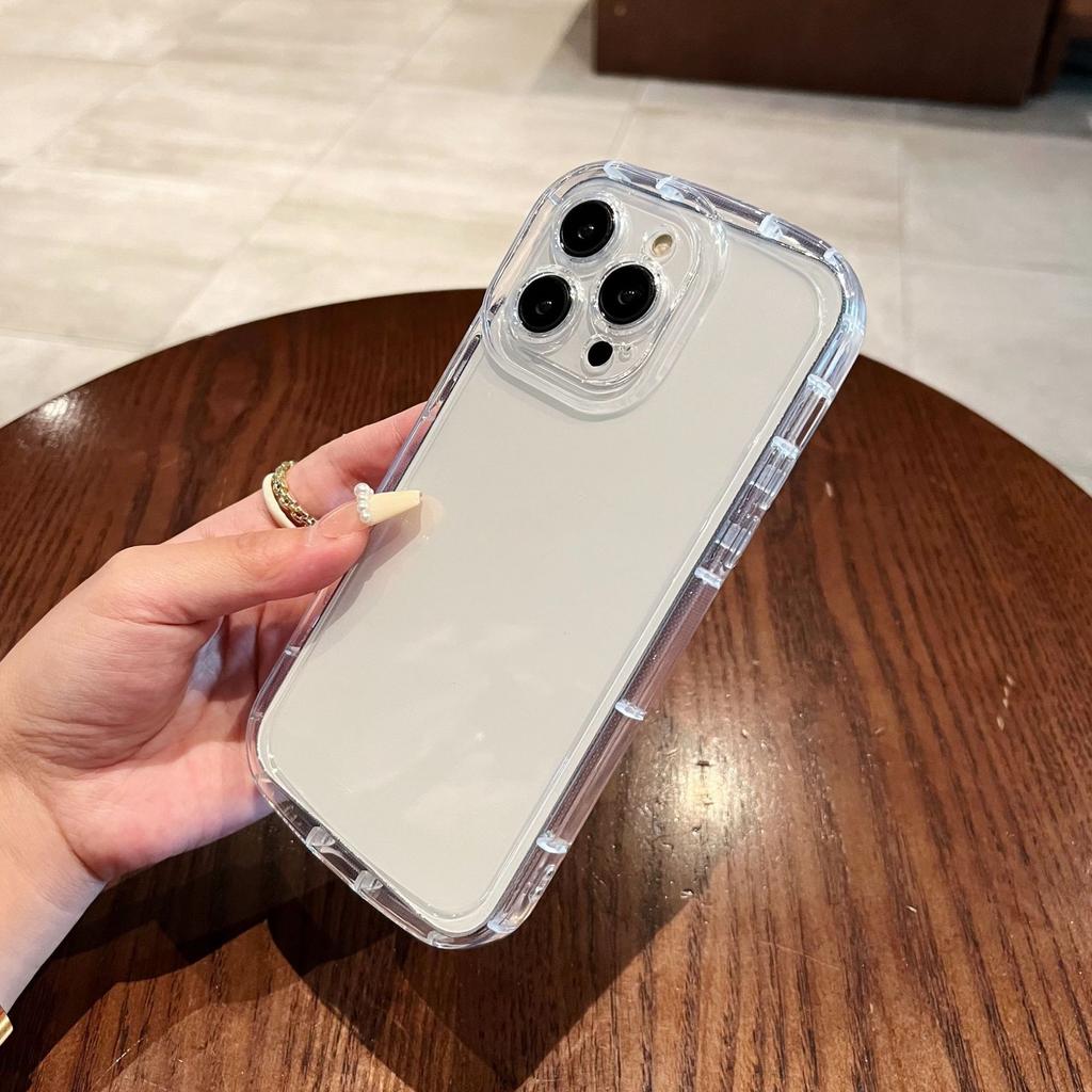 Applicable to iPhone16ProMax Cream Round Eye Transparent Phone Case 14 Apple 13 Small Hole 12/15 Premium 11