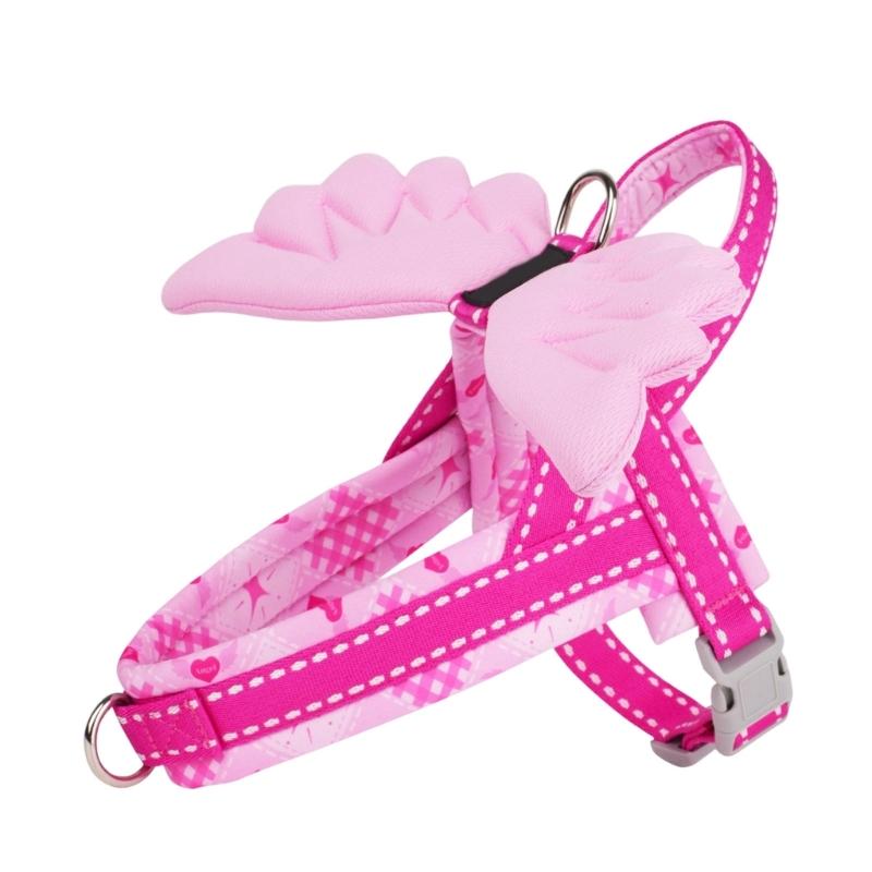 Dog Chest Wrap with Angel Wing for Routine Wear, Printed Web Lines, Side Clip and Back Link Point for Daily Walking Use