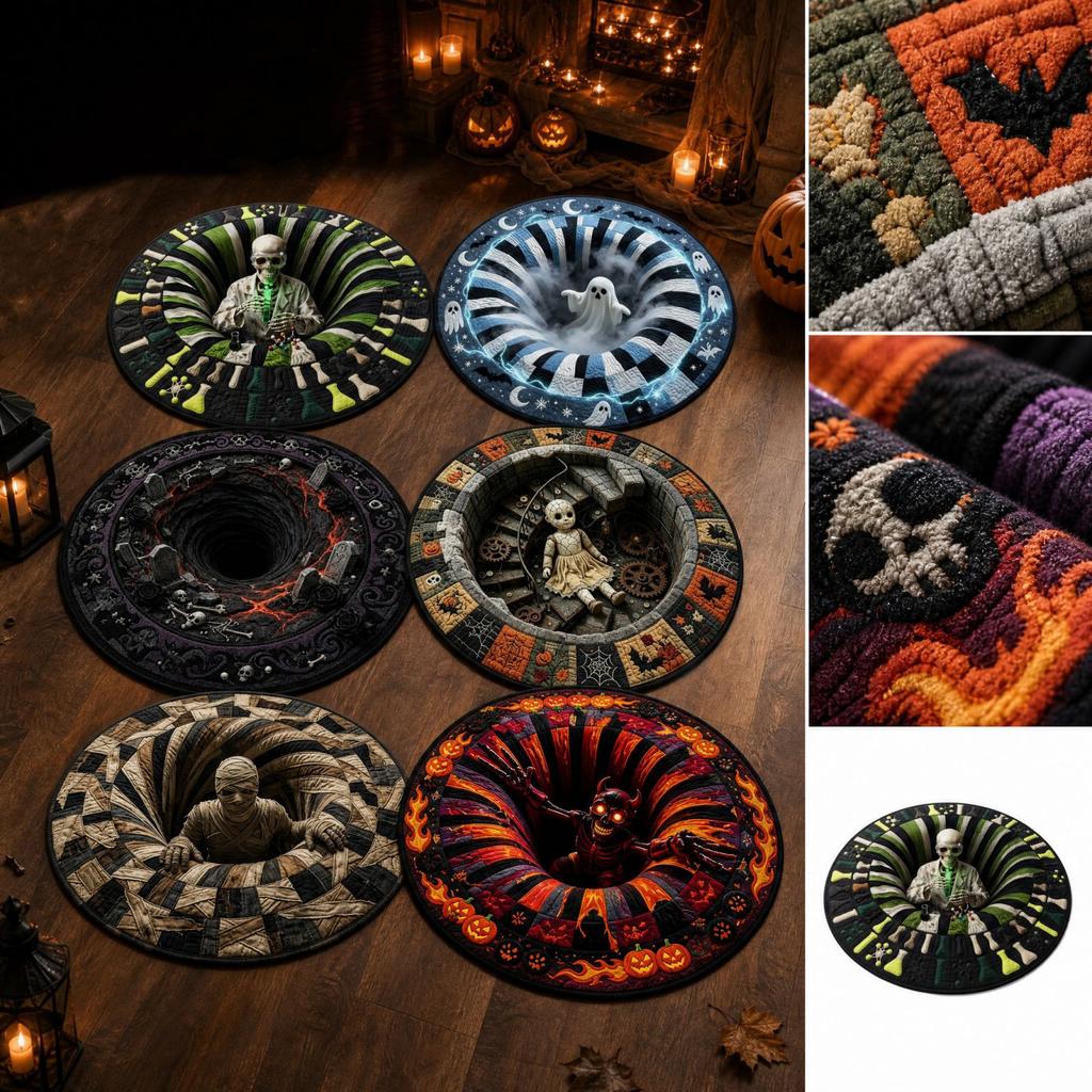 Halloween Round, Decorative Circular Area for Living Room Bedroom Indoor Floor Decor