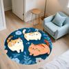 Flat Style Cat,Round Area Rug,Carpet Rug for Living Room Bedroom Sofa Playroom Decor,Non-slip Floor Mat