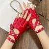 Cool Rivets Belt Wrist Gloves Punk Fingerless Mittens Performance Gloves  Disco Dancing