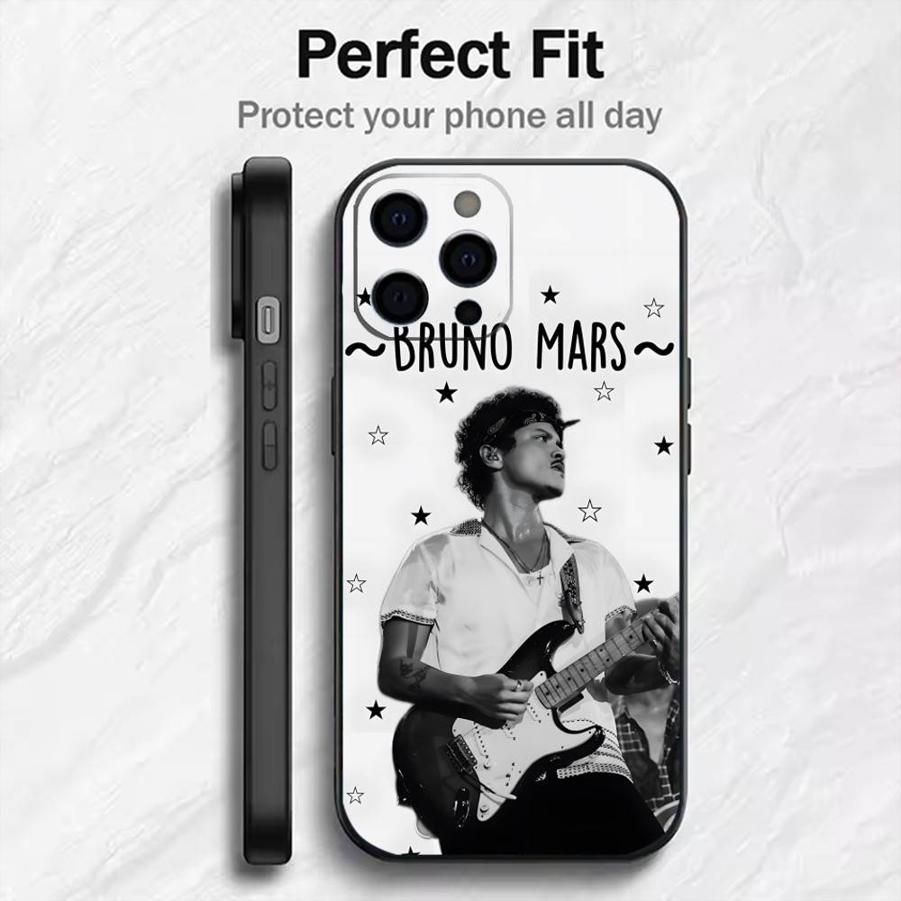 Star B-Bruno M-Mars Printed  Phone Case For iPhone17,16,15,14,13,12 Plus,Max Soft Silicone Black Cover