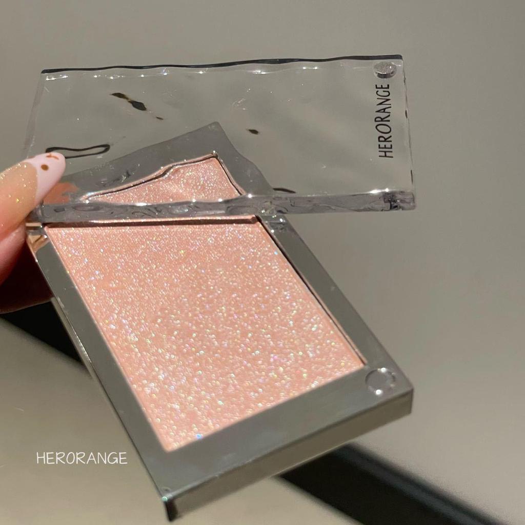 HERORANGE Delicate Skin-Melting Blush with Fine Shimmer - Peach Pink for Daily Natural Plumping and Brightening