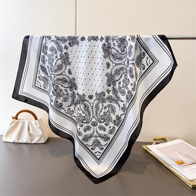 New Paisley Print Square Scarf For Women Soft Satin Wraps Neckerchief Female Hair Bands Ribbon Headband Bandana