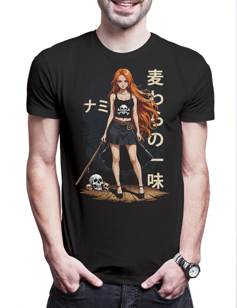 

Anime Nami Herren T-Shirt One Pirate Adventure Anime Piece D Luffy Treasure L