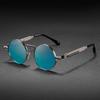 Fashion Round Steampunk Sunglasses, Men'S And Women'S Retro Sunglasses, Spring-Leg Metal Glasses