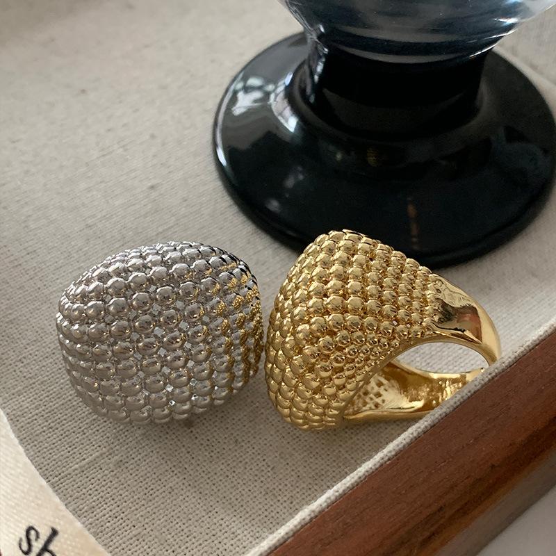 Mesh Hollow Stud For, Exaggerated High-End Gold Geometric Round