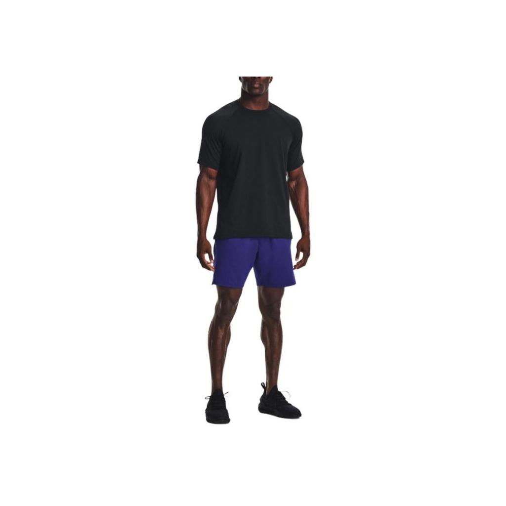 Under Armour Solid Color Stretch Sports Short Sleeve T-Shirt Men Tops Black 1378988-001