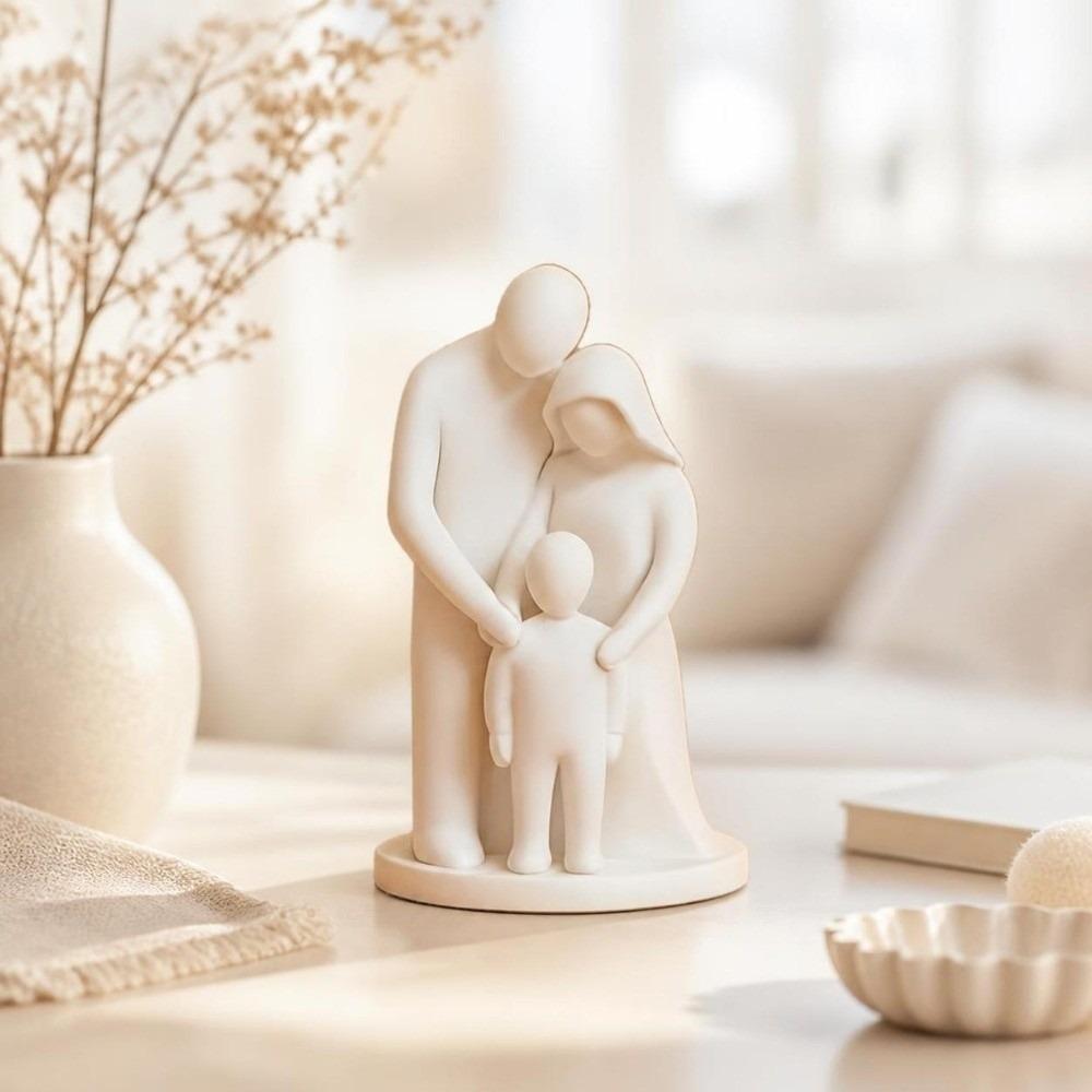 3D Printed Parent Child Statue Family Of Three Abstract Family Sculpture Bedroom Decor