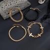 Ingemark 4Pcs/Set Punk Cross Beads Chain Bracelets for Men on Hand Hip Hop Adjustable Chain Bangles Couple Halloween Jewelry