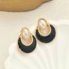Blue Pearl Enamel Drip Stud Earrings – Elegant and Versatile Daily Wear