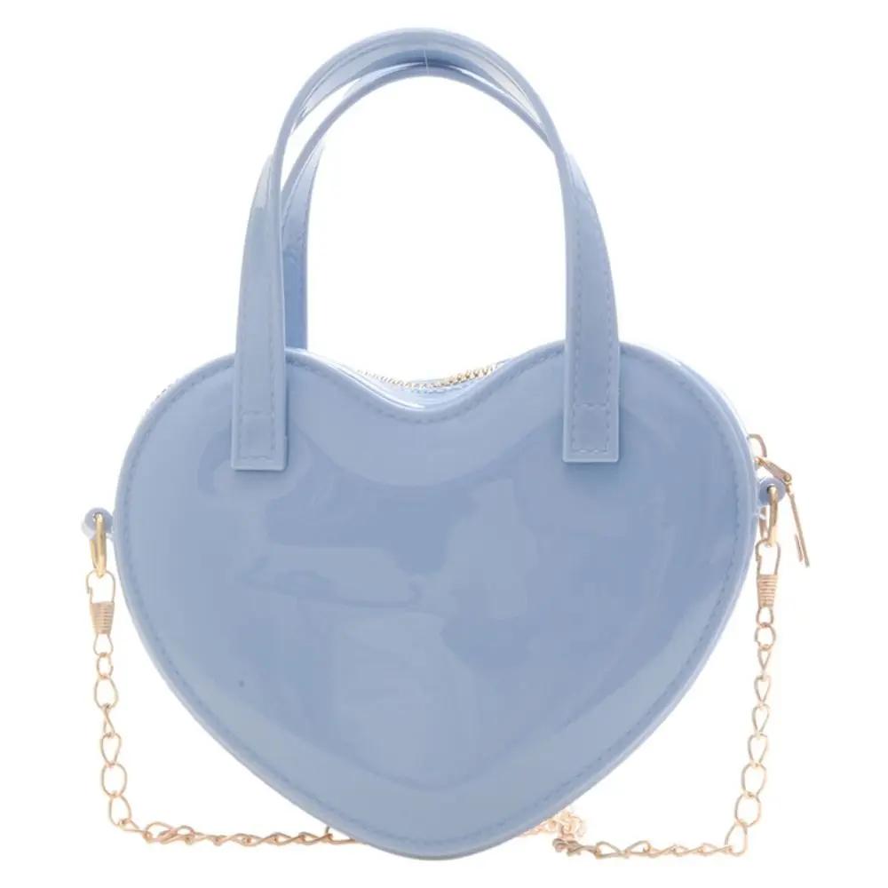 Women's New Mini Crossbody Chain Shoulder Bag Fashion Love Shape Candy Color Jelly Single Shoulder Bag Handbag Women's Satchel