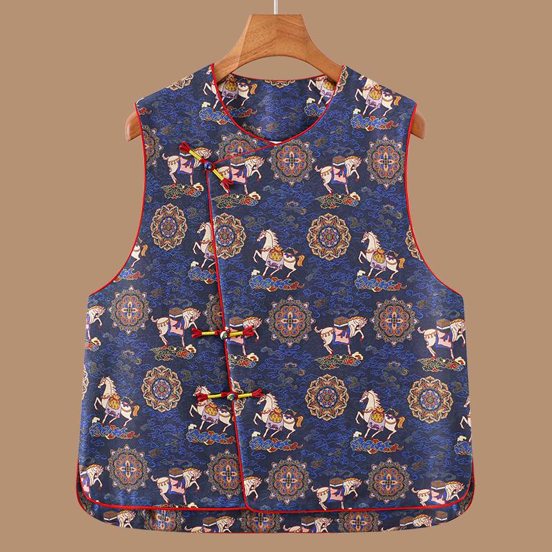 

Fuma 2026 Spring Cardigan Vest for Middle-Aged & Elderly Women 2XL 135-150 lbs синий